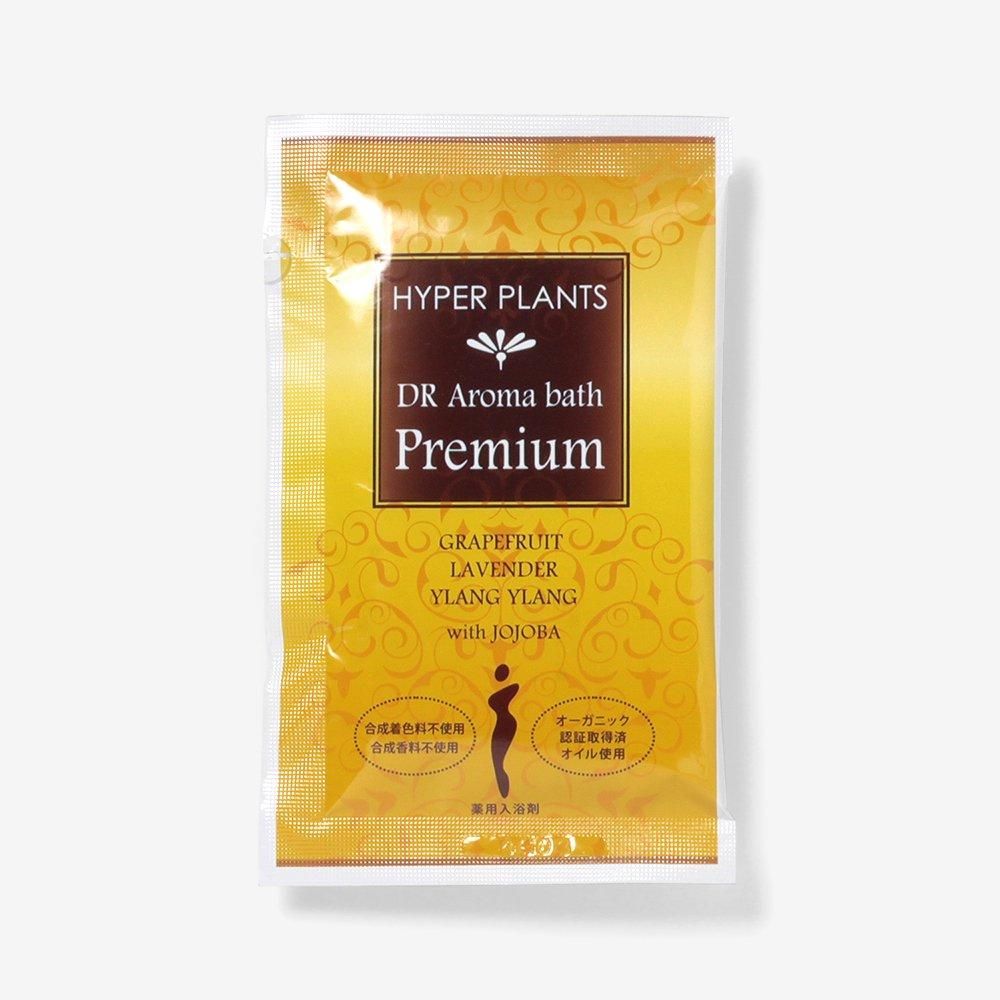 DRアロマバス プレミアムの個包装。金色の袋に茶色の枠とPremiumの文字